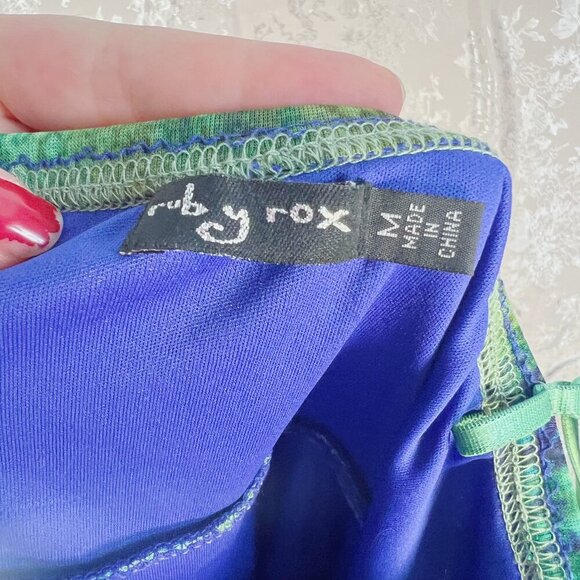 y2k Vintage Ruby Rox Vintage Green and Blue Tie Dye Chiffon Dress Women's Size M - Picture 6 of 8